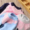 Autumn Winter 3 4 6 8 10 Year Clothing O-Neck Cartoon Big Flower Floral Knitted Cotton Pullover Sweater For Kids Baby Girls 211201