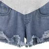 Femmes Maternité Élastique Bande Jeans Solide Couleur Déchiré Denim Shorts Bas 2645 Q2