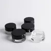 3G Empty Glass Jars with Black Lids &Liner 5ML Clear Round Thick Glass Small Containers for Oil, Lip Balm, Wax, Cosmetics