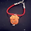 Neue Niedliche Glückliche Katze Keramik Perlen Safe Armband Rotes Seil Armreif Handgemachte Modeschmuck Einstellbare Länge