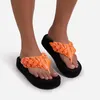 Slippers Women Wedges Sandals Summer Investable de cuero suave Plataforma tejida Flip Flip Damas Sandalias de punta abierta Mujer