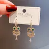 Owl for Women Fashion Micro Inlay Full-Jeweled Stud Super Flash Vintage Earrings 