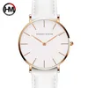 Drop Japan Quartz Simple Femmes Mode Montre De Mode Blanc En Cuir Strap Mesdames Montres Bracelet Marque Montre-Bracelet imperméable 36mm 210616