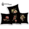Cushion/Decorative Pillow Luxurious Tropical Plants Cushion Cover Nordic Decoration Cushions Fiber Bedroom Chair Rose Bright Red Sofa Cases