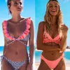 Li-Fi brasiliansk bikini set kvinnor thong badkläder sexig sommar ruffle tillbaka simning kostym bather biquini maillot 210611