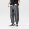 Summer New Loose Harem Joggers Casual Men's Thin Ice Comfortable Cool Casual AnkleLength Pants 4XL 5XL 210412