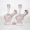 Glasbecher Bong Dab Rig Shisha rosa herzförmiges Glas Wasserpfeifen Bongs Quarz Banger Bowl Bohrinseln Bubbler Rauchpfeife