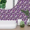 Vägg klistermärken 10st lila mosaik hårt kakel klistermärke platt tryckt i 2d överföringar täcker för kök badrum tapet peel stick art poste