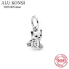 100% Real 925 Sterling Silver Pan Pärlor för Kvinnor Tecknade Animal Fit Original Charm Armband DIY Högkvalitativa Smycken