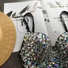 Singreiny Design Färgad Diamant Camisole Kvinnor Sexig Backless Bröst Padded Party Tank Top Summer Chic Fashion Strap Crop Tops 210419