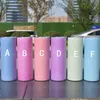 20 oz Süblimasyon Düz Tumblers UV Renk Karanlıkta Parlayan Değiştirme 2-in-1 Parlak Tumbler Paslanmaz Çelik DIY Boş Bardak Su Çift Duvar Yalıtımlı Seyahat Şişe