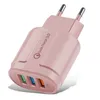 Cell Phone Chargers 3 USB Ports Quick Charge QC3.0 5V2A Portable Travel Chargers Power Adapter EU US Plug Macaron 6 Colors