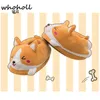 Homen Slippers Female Winter Plush Corgi Slippers Warm Women Floor Indoor Shoes Cute Funny Adult Slippers Flat Zapatillas Woman Y0731