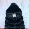 Hood chegada real pele manga longa gola mulheres inverno curto casaco moda modelo de alta qualidade casaco de pele 211110