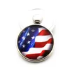 Newest 10pcs/Lot USA National Flag Bordure Snap Button Glass Buttons Fit Bangle 18mm/20mm DIY Bracelet Jewelry