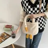 Imitatie lam fluwelen tas vrouwelijke schattige pluche handtas verstelbare messenger bags