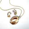 2021 Novo conjunto de jóias para mulheres prata ouro cor redonda design colar brincos festa jóias