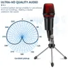 Mikrofon Cardioid typu Cardioid typu C z diodą LED do nagrywania instrumentu wideo Andriodios PC MIC dla karaoke Mobile Voice over zoom