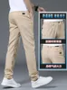 夏の超薄手メンズパンツ灰色のシルクストレートルーススマートカジュアルクイックドライスポーツ男性ズボン210715