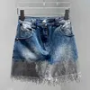 High Street Est Stylish Designer Runway Pak Set Dames Spaghetti Strap Denim Camis Lovertjes Kwastje Rok 210521