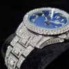 Relógios de relógios Número de árabe Relógios para homens Luxo Hiphop Gelado de Assistir Sliver Sliver Rhinestone Bling Quartz WristWatch presentes