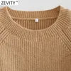 Kobiety Moda Podgrzewacze Całkowicie Krótki Sweter Trykotowy Kobieta Podstawowa O Neck Długi Rękaw Mink Swetry Crop Tops S657 210420