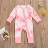 Jumpsuits 2021 Baby Spring Autumn Clothing Infant Born Girls Boys Ribbed Tie Dye Romper Long Sleeve Zipper Playsuits