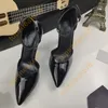 YSL ﾠ Femmes Paris Dress Chaussures Luxurys Designers Gold Black Black Golden Bottomlies 10 cm Talons