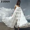 Vrouwen jurk ruches mouwloze sexy wit blauw plus size lange zomer es kleding mode 210524