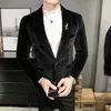 Winter Faux Fur Blazer Men Fashion Casual Suit Jacket Business Social Dress Coat Solid Colors Wedding Clothing Blazer Masculino 210527