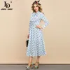 Été piste bohême vacances robe femmes à manches longues à volants élégant imprimé à rayures florales femme Midi 210522