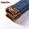 Varm vinter jeans för kvinnor med fleece hög midja skinny kvinnlig denim kvinnors plus storlek stretch blå sammet byxor 210428