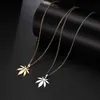 Stainless Steel Necklace For Women Man Maple Leaf Choker Pendant Engagement Jewelry