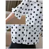 Summer Lady's Tops à manches courtes Polka Dot Chemise en mousseline de soie Chemisier Femme Élégante Tunique tout-match 8668 50 210427