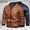 Motorcykeljacka män punk höst mode casual pu läder jacka männen varumärke kläder zipper windbreaker bomber läder coat 211009