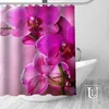 Rideaux de douche de fleurs d'orchidées Rideau de salle de bain personnalisé Rideau de douche imperméable en tissu de salle de bain en polyester 1pcs personnalisé 210402