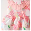 Baby sommar klänning blomma prinsessan klänningar för 1 år tjejer födelsedagskläder med hatt 2pcs baby kostym outfit spädbarn kläder q0716