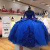 Royal Blue Cekiny Quinceanera Dresses Długie Rękawy Corset Lace-Up Cekinowa Suknia Balowa Słodka 16 Dress Vestidos de XV Años