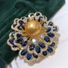 D925 Sieraden Gevuld 11-12mm Verse Water Gold Pearl Broche for Women Fine Cadeaus