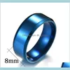 Design semplice Glaze Anello personalizzato 8Mm Nero Silvergoldbluerosegold Gloss Titanio Gioielli per uomo Donna Coppia Taglia 613 96Y0 Band Yshbp