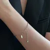 Lien chaîne mode double couche évider amour chanceux perle bracelet personnalisé zircon avion feuilles asymétrie serrure cheville femmes bijoux