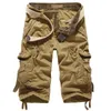 Summer Cargo Shorts Men Casual Workout Military 's Multi-pocket Calf-length Short Pants ( Belt is not included ) 210713