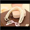 Pärlstav, strängar armband droppleverans 2021 Luxury Pärled Crystal Pearl Charm Armband Multi Layer Armband Kvinnor Bangle smycken för weddin