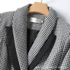 Zwei Stück Kleid Frauen Sets Drehen Unten Kragen Plaid Blazer Mantel Tops Mid Lange Tüll Rock Weibliche Elegante Mode anzüge