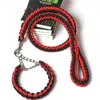 Pet Leashes Adjustable Nylon Dog Collar Set Soft Collars For Large Dogs Endure Bite Leash P Chain Rope