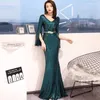 Elegant African Long Sleeves Lace Mermaid Evening Dresses 2021 Aso Ebi Long Sleeves Gold Beaded Prom Gowns Robe De Soiree LJ201224