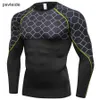 Mens Sports Tshirts Base Layer Long Sleeve Rashguard Workout Tshirt Fitness Cycling BaseLayer Compression Shirt Men Bodybuilder T200413