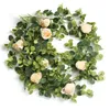 Decoratieve Bloemen Kransen Nep Bloem Eucalyptus Garland Met Camelia Kunstzijde Rose Vine Decor Opknoping Faux Leave Bloemen Voor Wo