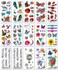 39 Styles Butterfly 3D Tattoo Flowers Leaf Stickers for Women Kids Colorful Body Art Temporary Tattoos TBX3D 100pcs