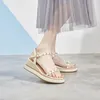 Women Sandals 2021 Summer Designer Casual Gold Silver High Heels Wedges Open Open Toe R200